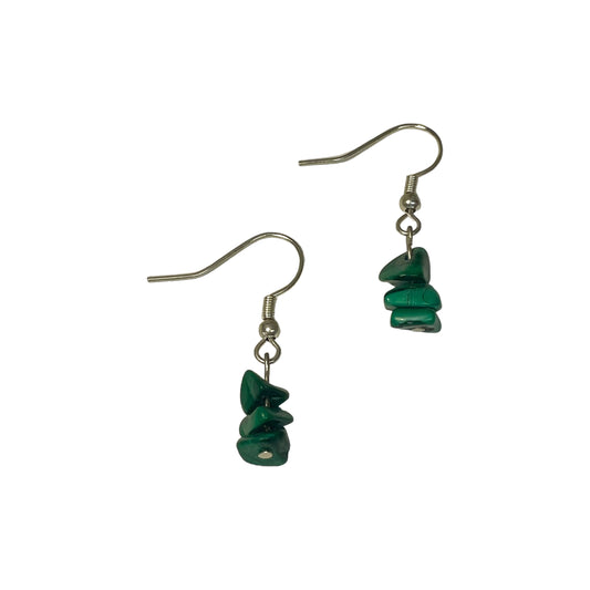 Malachite Stacked Crystal Chip Earrings