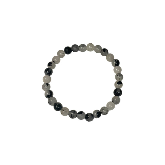 Black Rutile Quartz 6mm Crystal Bead Bracelet