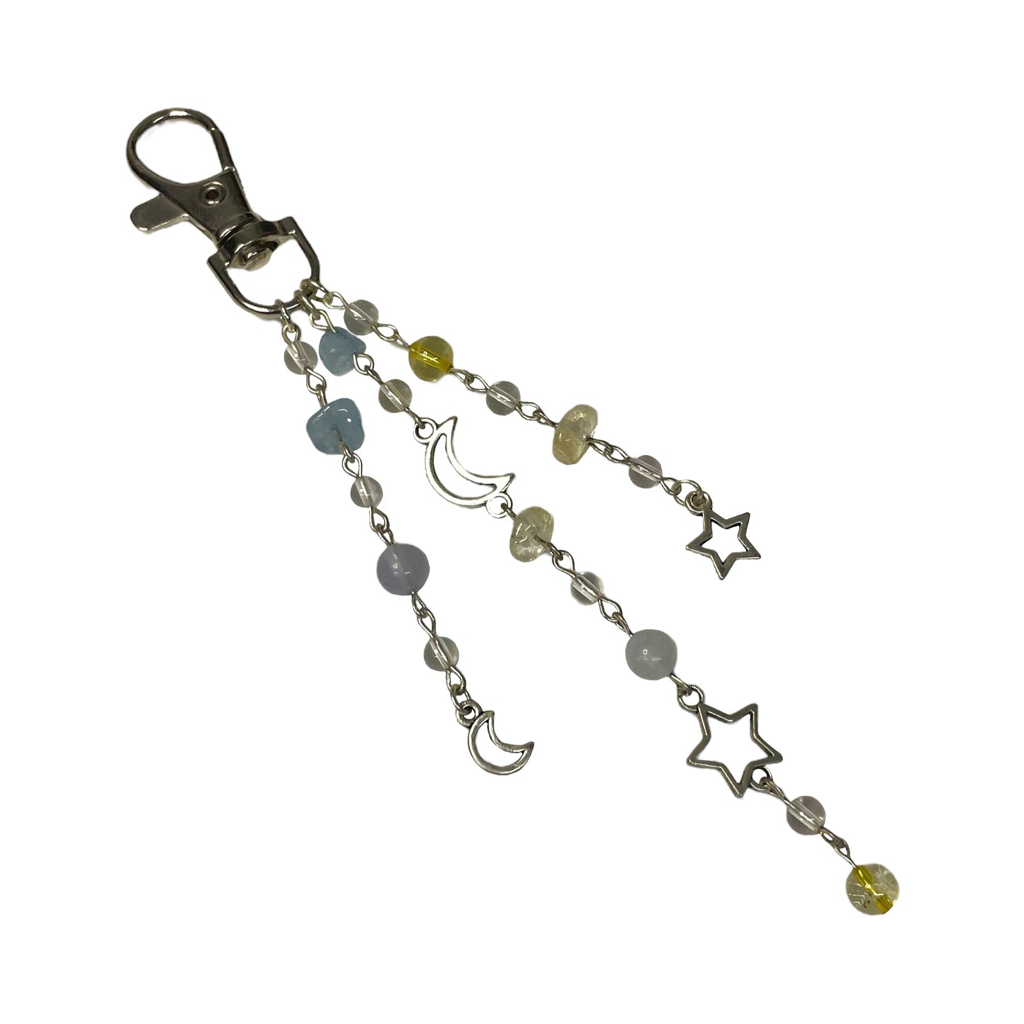 Star and Moon Triple Crystal Keychain