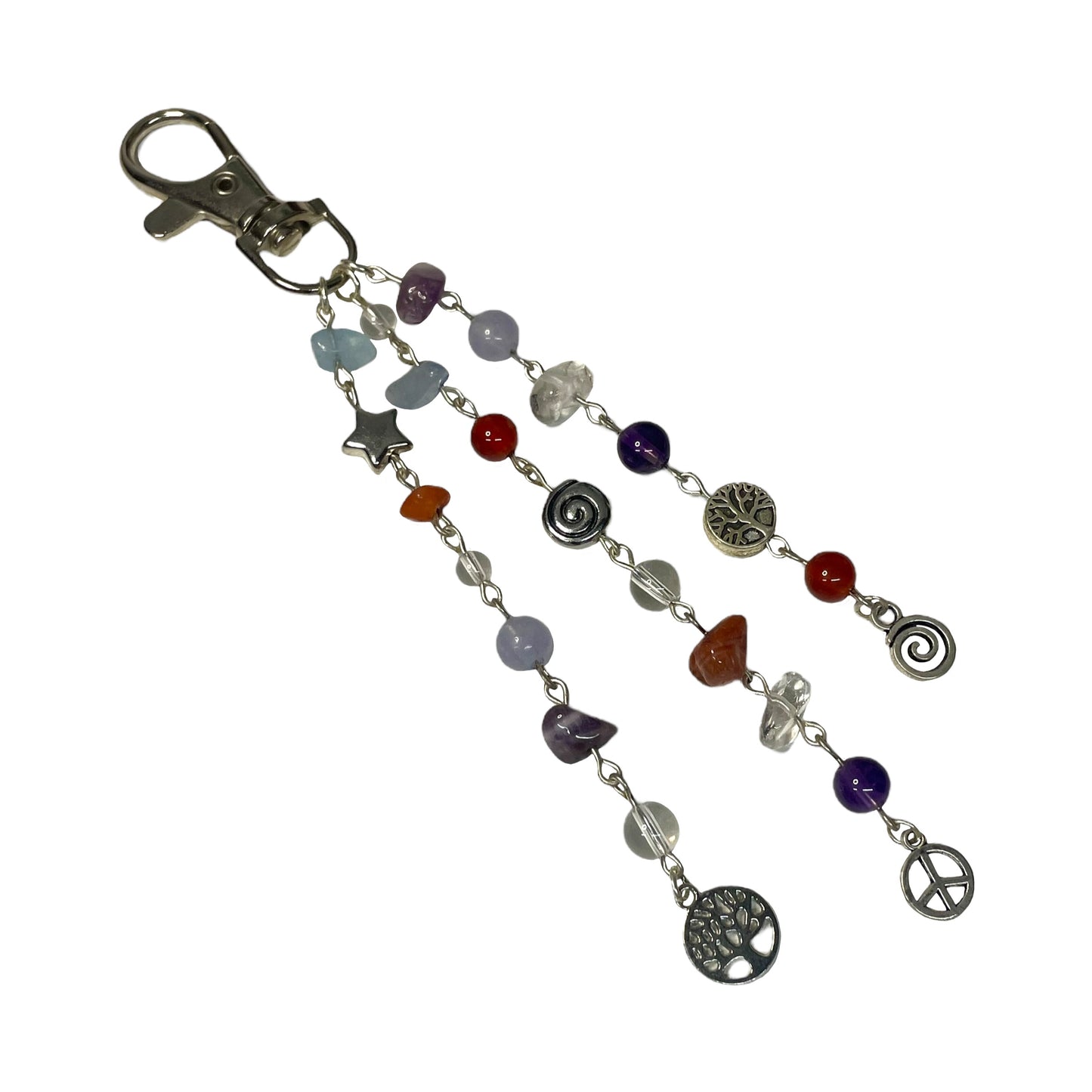 Multicolour Triple Crystal Keychain