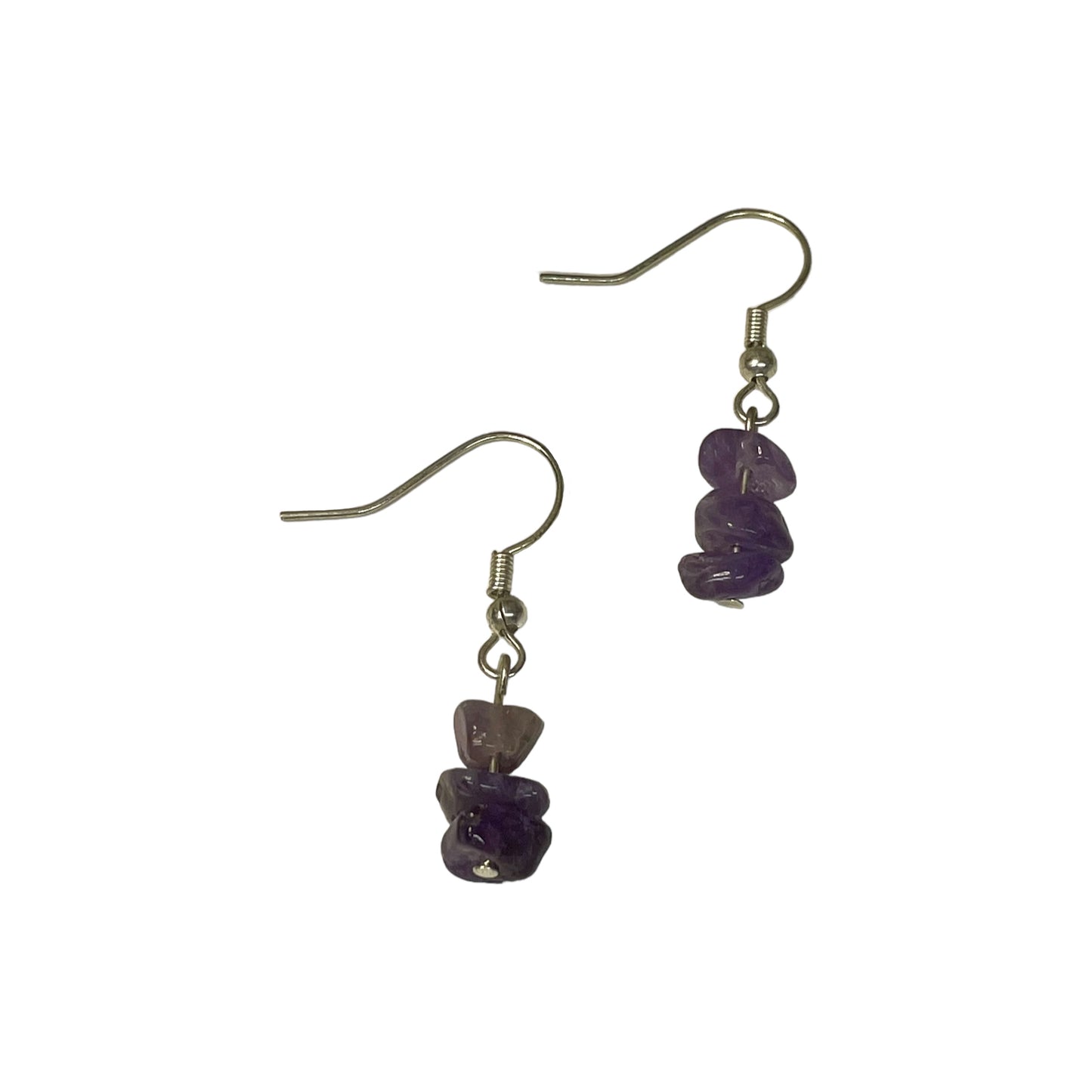 Amethyst Stacked Crystal Chip Earrings