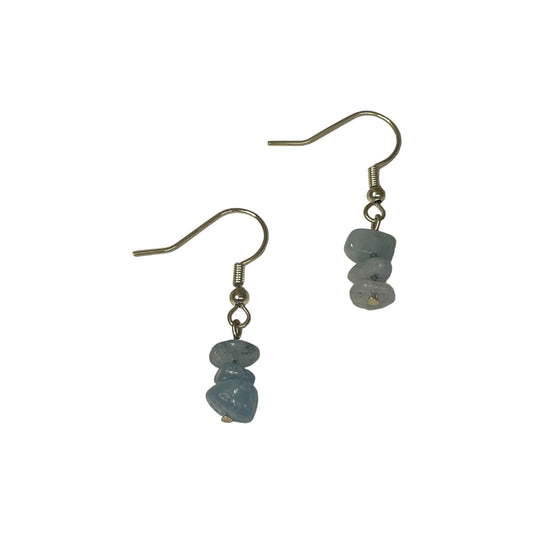 Aquamarine Stacked Crystal Chip Earrings