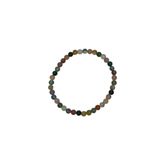 Indian Agate 4mm Crystal Bead Bracelet