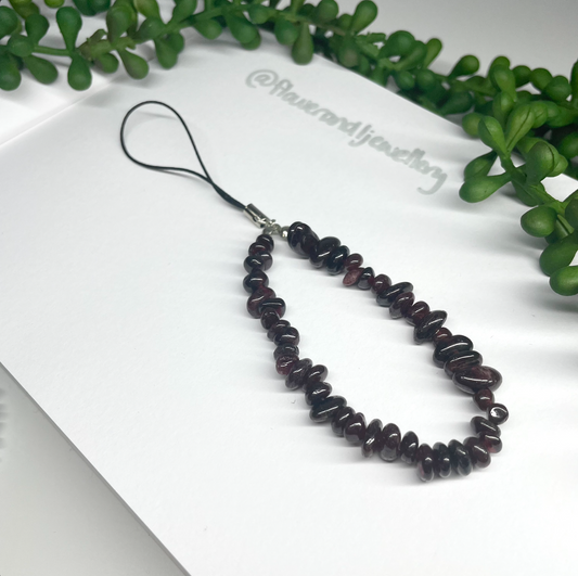 Garnet Crystal Chip Phone Strap