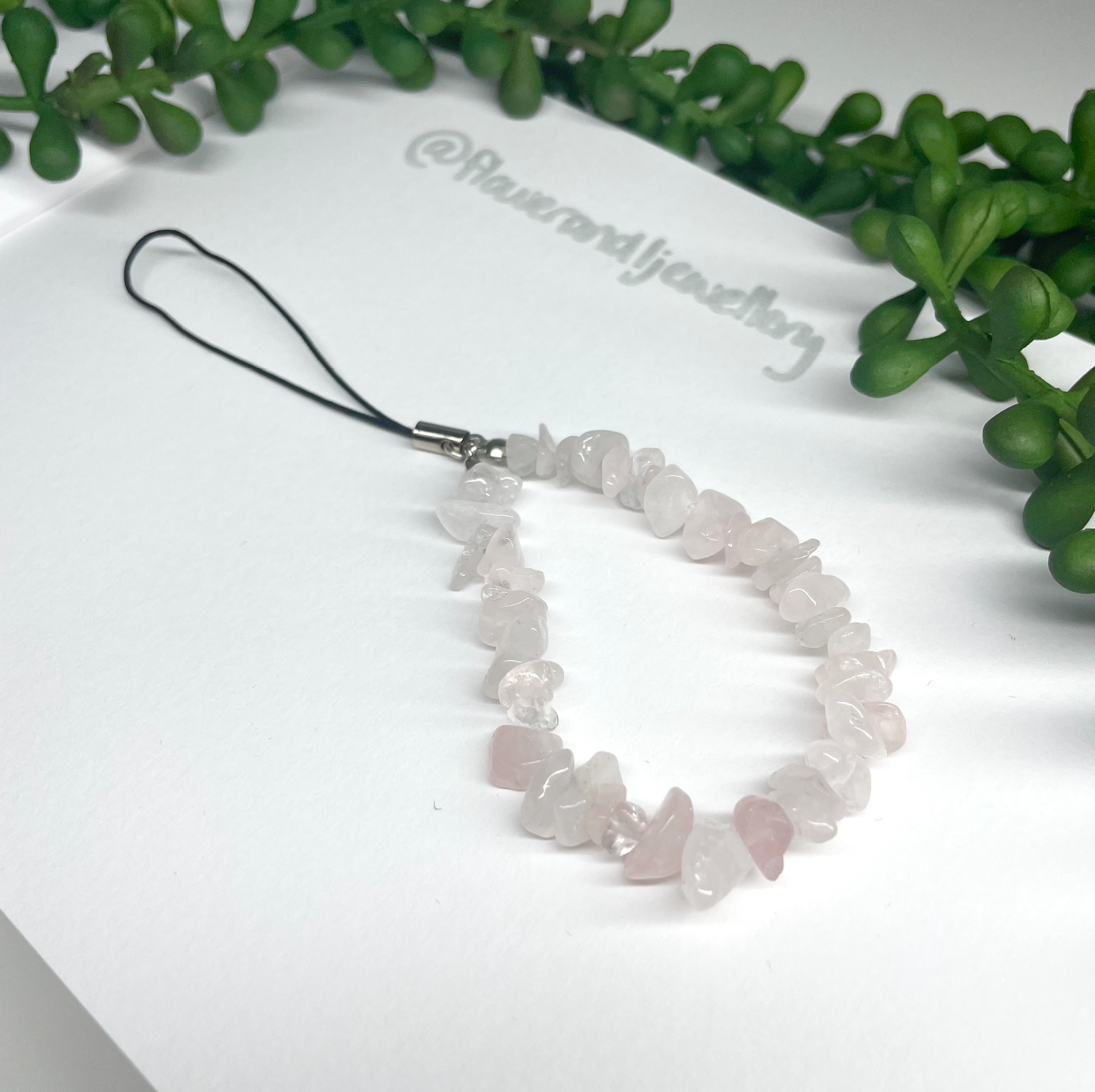 Rose Quartz Crystal Chip Phone Strap