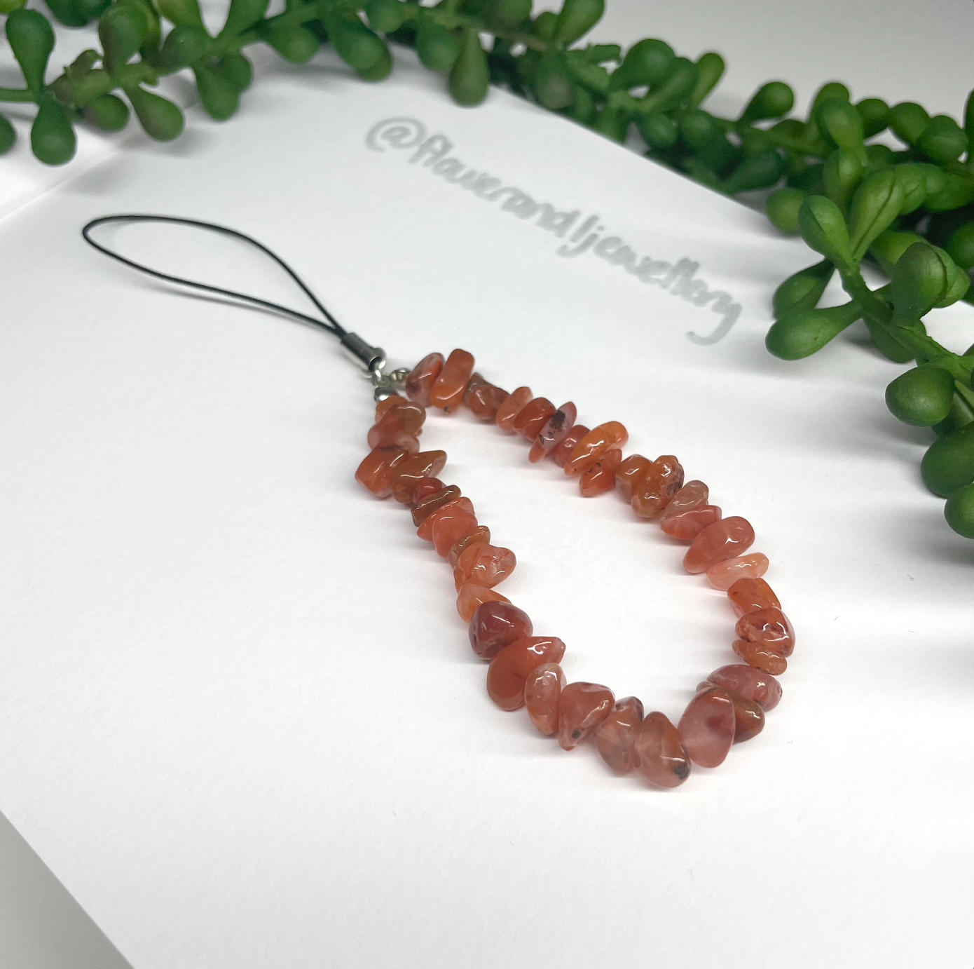 Carnelian Crystal Chip Phone Strap