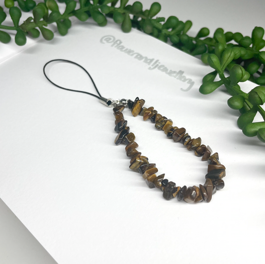 Tiger's Eye Crystal Chip Phone Strap