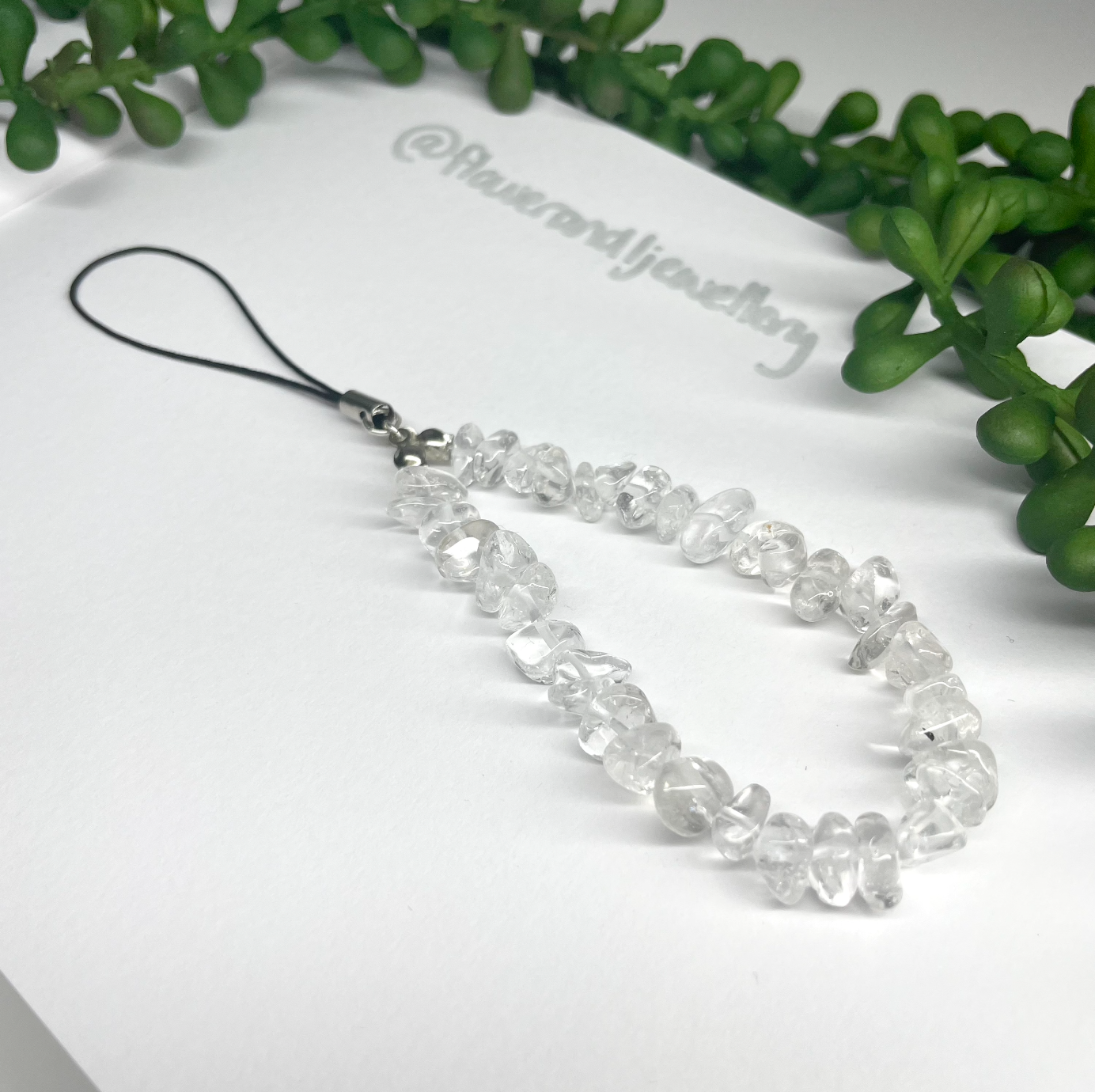 Clear Quartz Crystal Chip Phone Strap