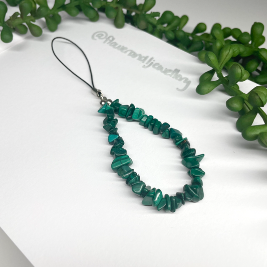 Malachite Crystal Chip Phone Strap