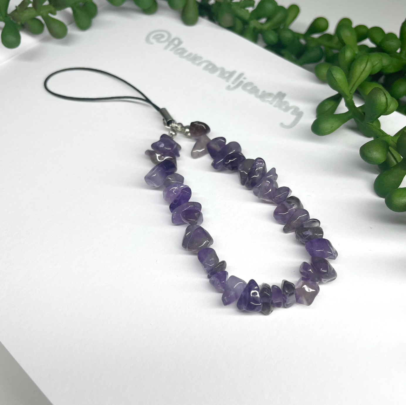 Amethyst Crystal Chip Phone Strap