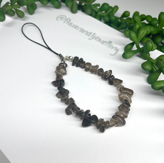 Smoky Quartz Crystal Chip Phone Strap